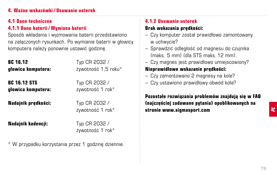 SIGMA BC 16.12 STS User Manual | Page 79 / 124