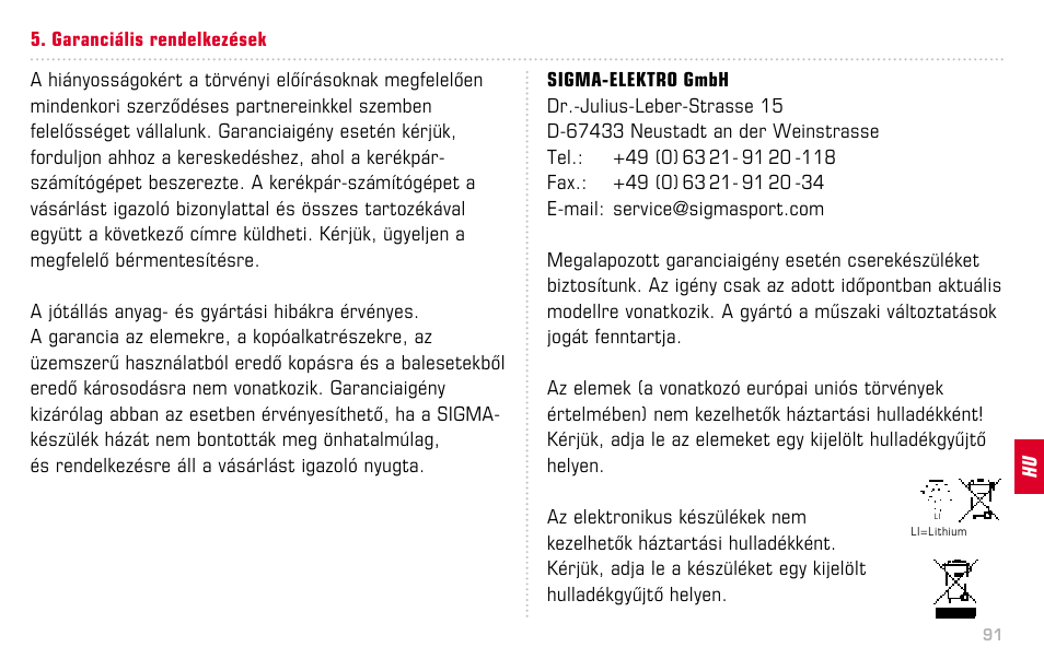 SIGMA BC 16.12 STS User Manual | Page 91 / 124
