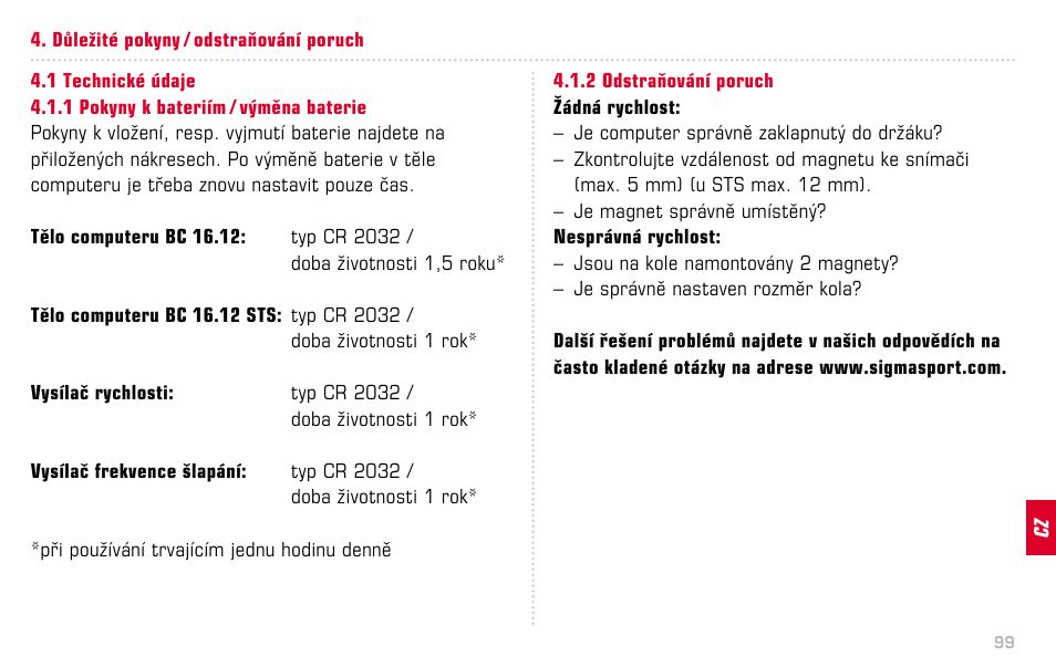 SIGMA BC 16.12 STS User Manual | Page 99 / 124