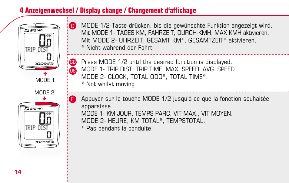 SIGMA BC 1009 STS User Manual | Page 14 / 100