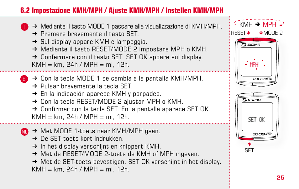 SIGMA BC 1009 STS User Manual | Page 25 / 100