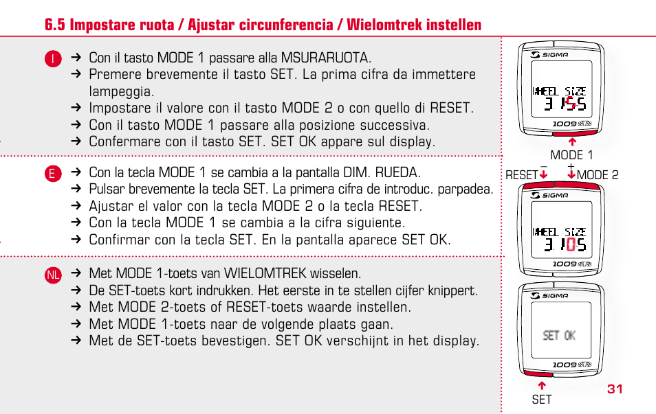 SIGMA BC 1009 STS User Manual | Page 31 / 100