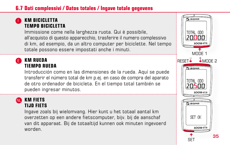 SIGMA BC 1009 STS User Manual | Page 35 / 100