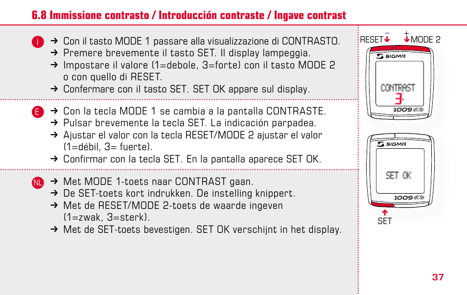 SIGMA BC 1009 STS User Manual | Page 37 / 100