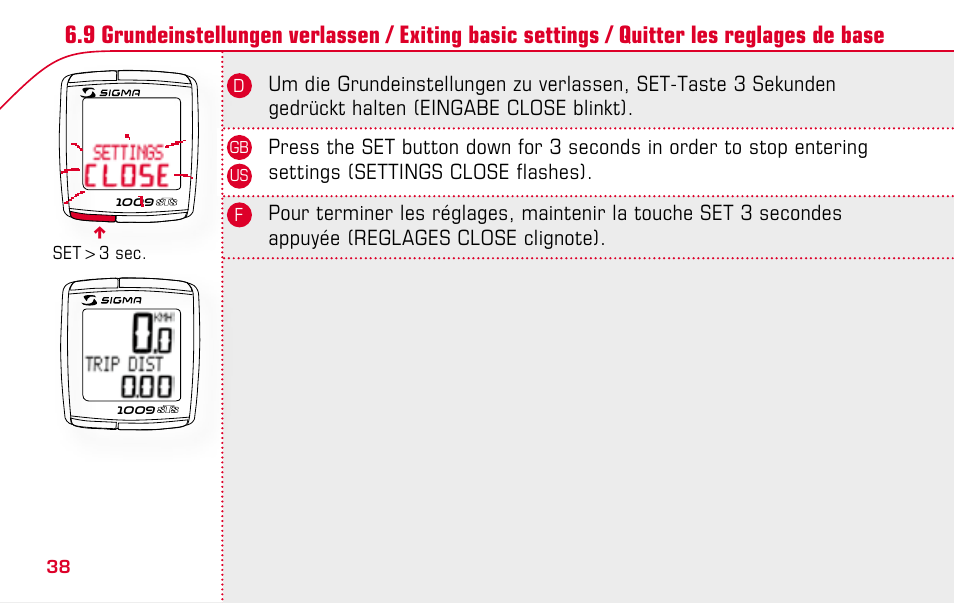 SIGMA BC 1009 STS User Manual | Page 38 / 100