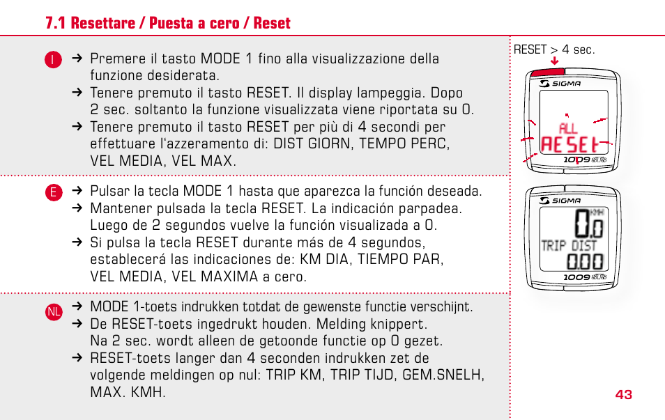 SIGMA BC 1009 STS User Manual | Page 43 / 100