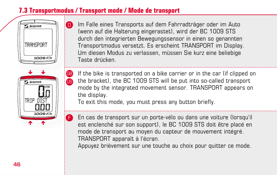 SIGMA BC 1009 STS User Manual | Page 46 / 100