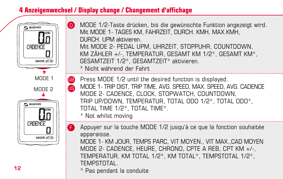 SIGMA BC 1609 STS User Manual | Page 12 / 120