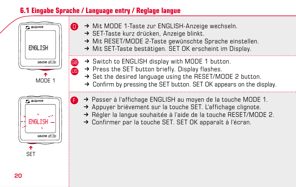 SIGMA BC 1609 STS User Manual | Page 20 / 120