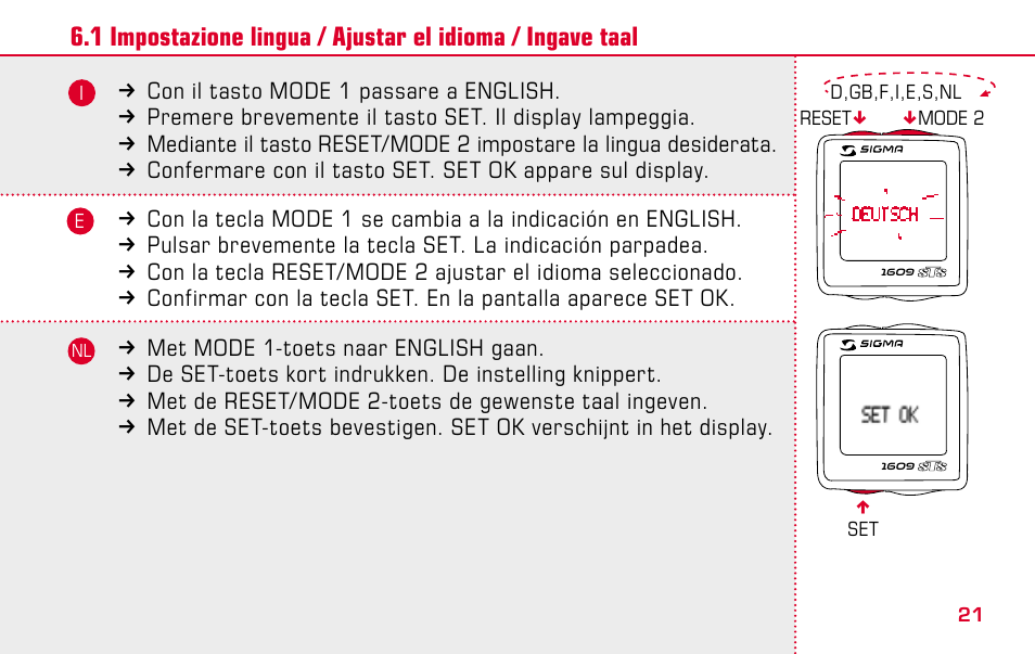 SIGMA BC 1609 STS User Manual | Page 21 / 120