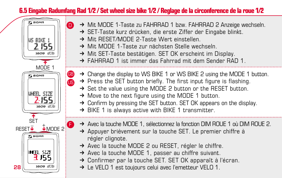 SIGMA BC 1609 STS User Manual | Page 28 / 120