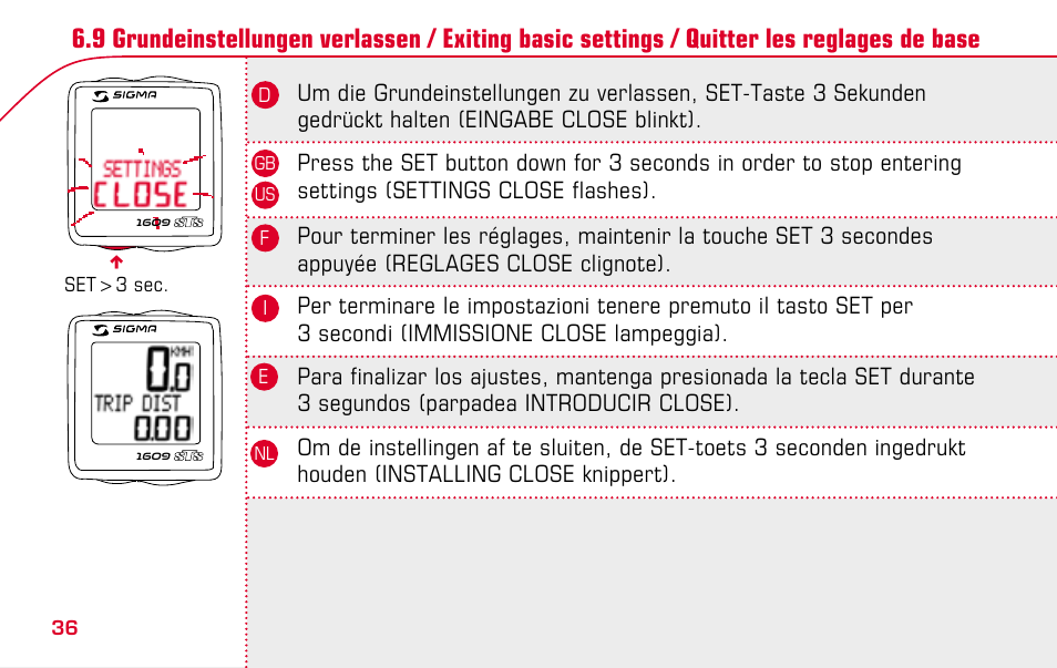 SIGMA BC 1609 STS User Manual | Page 36 / 120