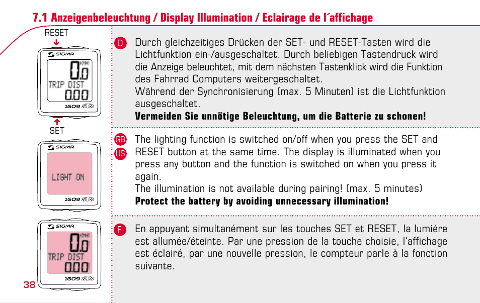 SIGMA BC 1609 STS User Manual | Page 38 / 120