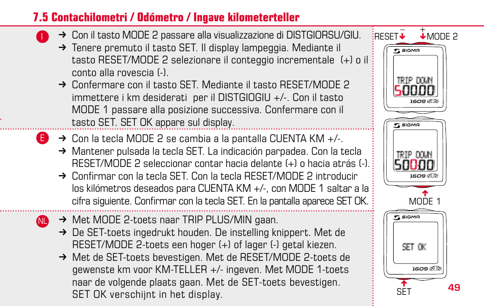 SIGMA BC 1609 STS User Manual | Page 49 / 120