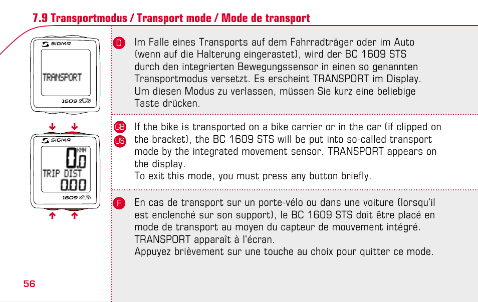 SIGMA BC 1609 STS User Manual | Page 56 / 120