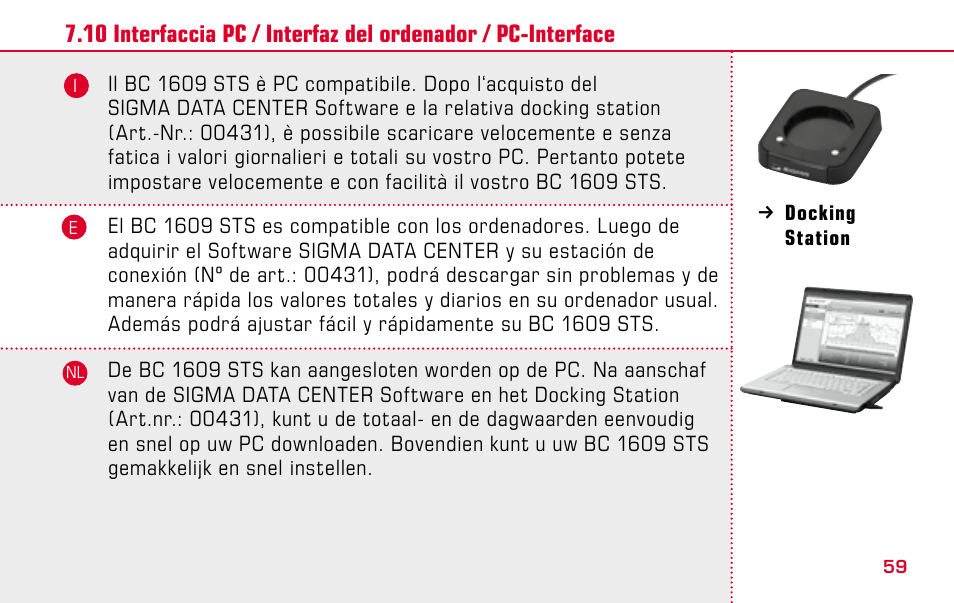 SIGMA BC 1609 STS User Manual | Page 59 / 120