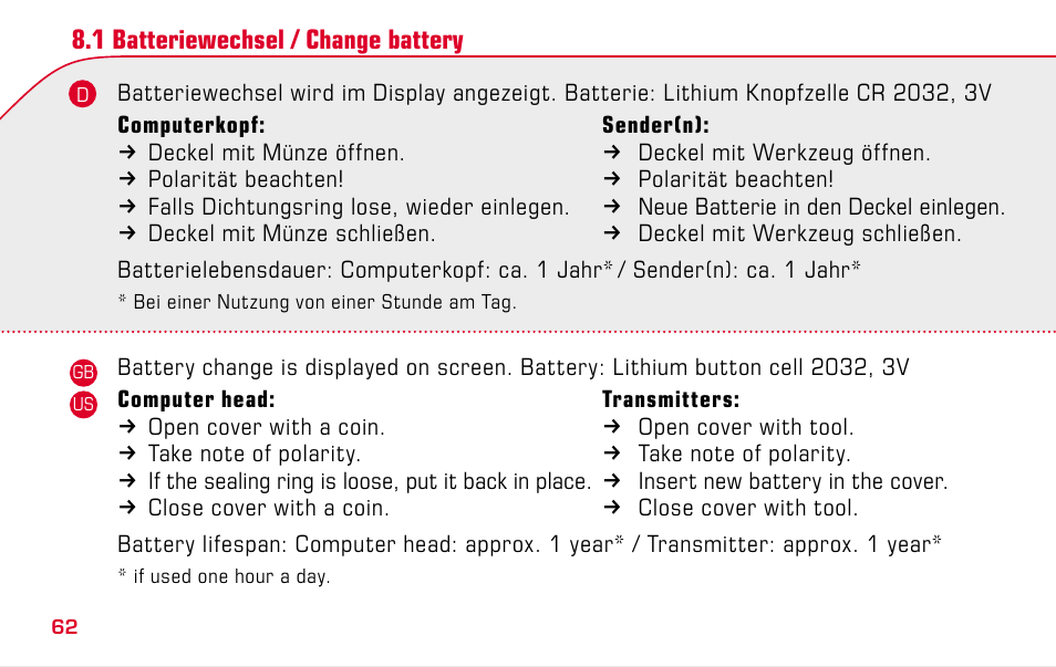 SIGMA BC 1609 STS User Manual | Page 62 / 120