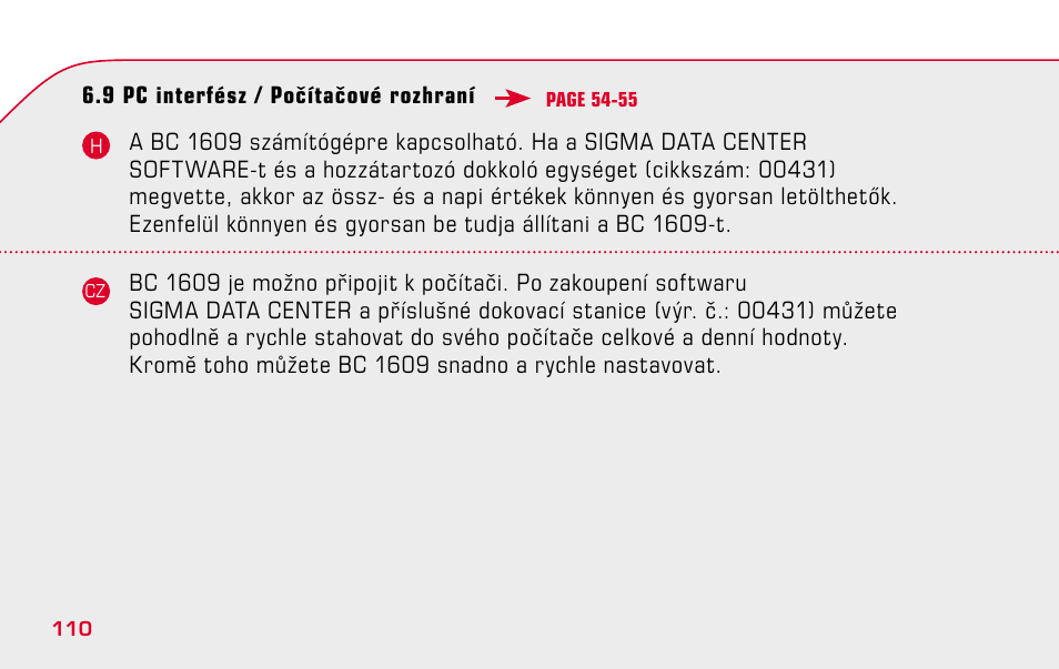SIGMA BC 1609 User Manual | Page 110 / 116