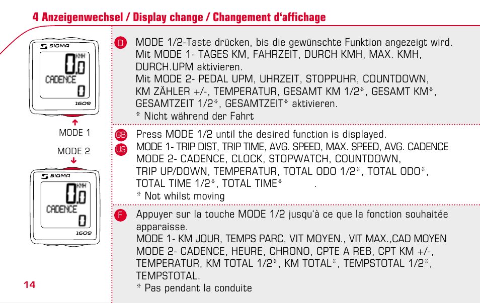 SIGMA BC 1609 User Manual | Page 14 / 116