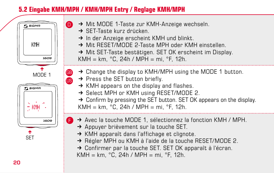 SIGMA BC 1609 User Manual | Page 20 / 116