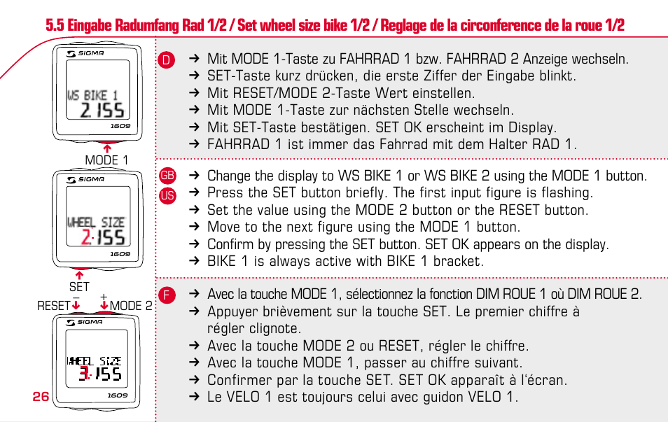 SIGMA BC 1609 User Manual | Page 26 / 116