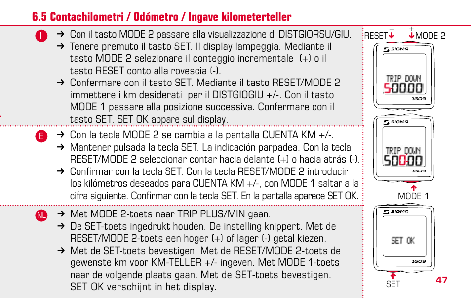 SIGMA BC 1609 User Manual | Page 47 / 116