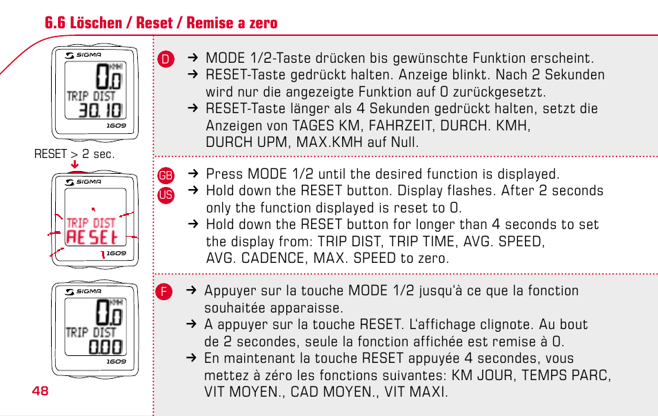 SIGMA BC 1609 User Manual | Page 48 / 116
