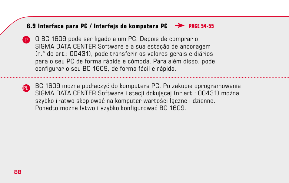 SIGMA BC 1609 User Manual | Page 88 / 116