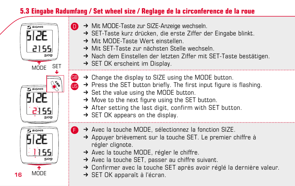 SIGMA BC 509 User Manual | Page 16 / 72