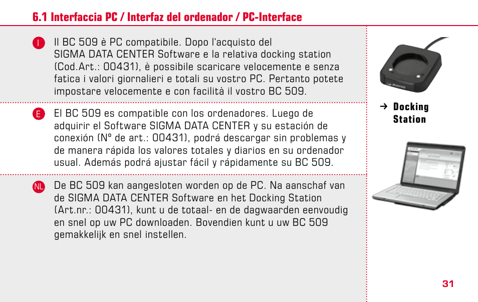 SIGMA BC 509 User Manual | Page 31 / 72