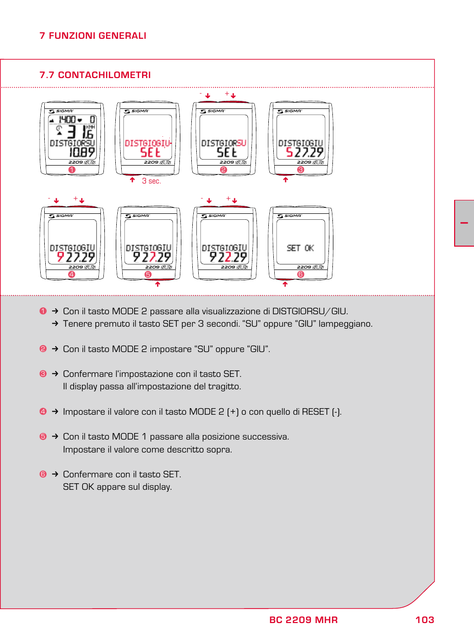SIGMA BC 2209 TARGA User Manual | Page 103 / 284