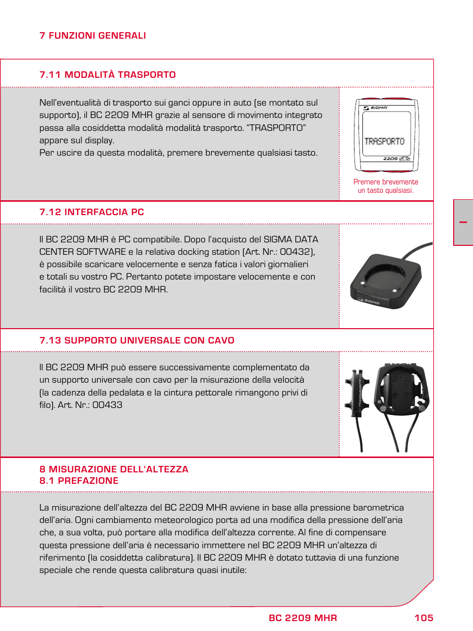 SIGMA BC 2209 TARGA User Manual | Page 105 / 284