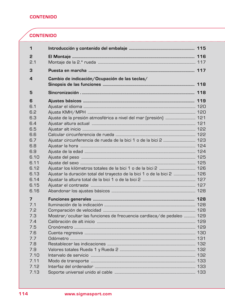 SIGMA BC 2209 TARGA User Manual | Page 114 / 284