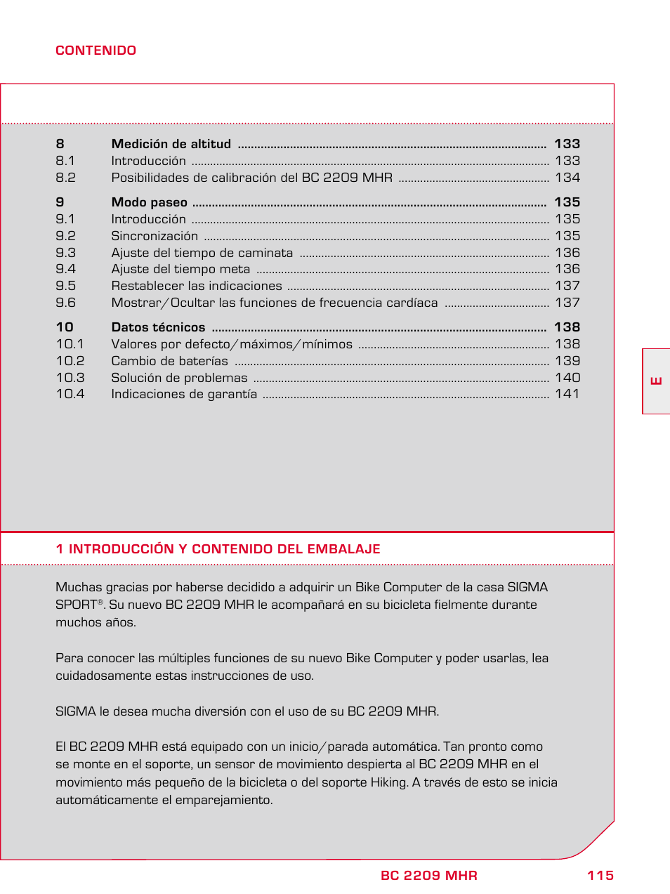 SIGMA BC 2209 TARGA User Manual | Page 115 / 284