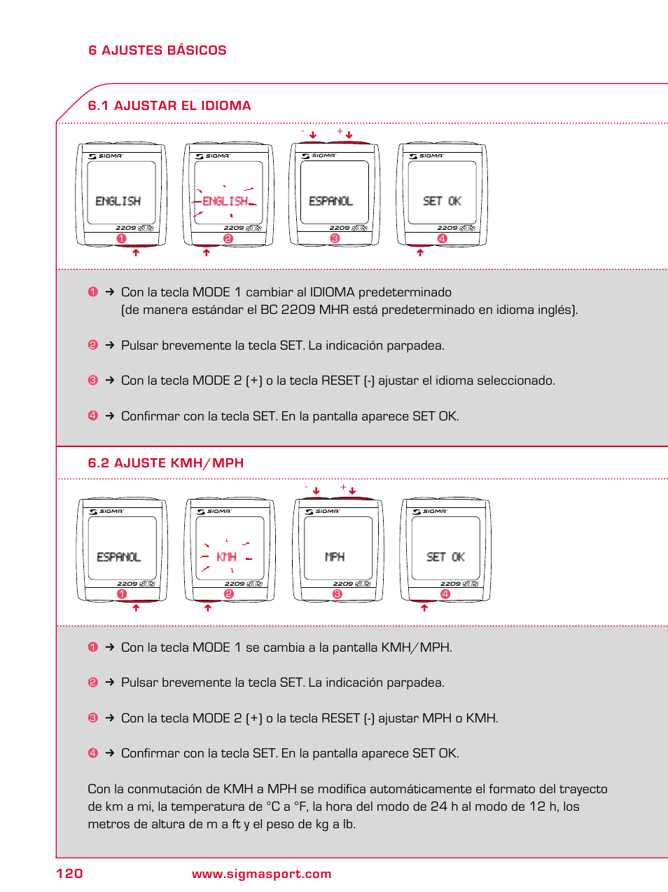 SIGMA BC 2209 TARGA User Manual | Page 120 / 284