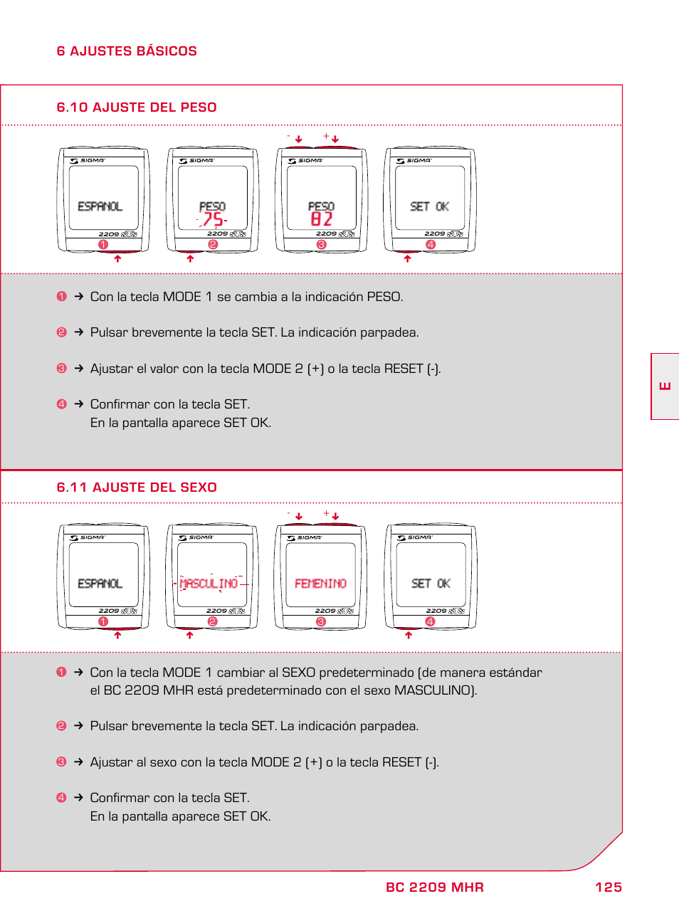 SIGMA BC 2209 TARGA User Manual | Page 125 / 284