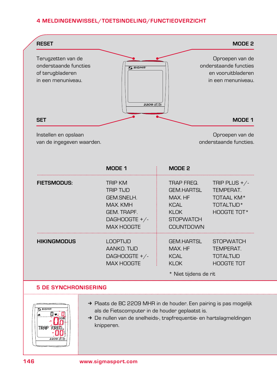 SIGMA BC 2209 TARGA User Manual | Page 146 / 284