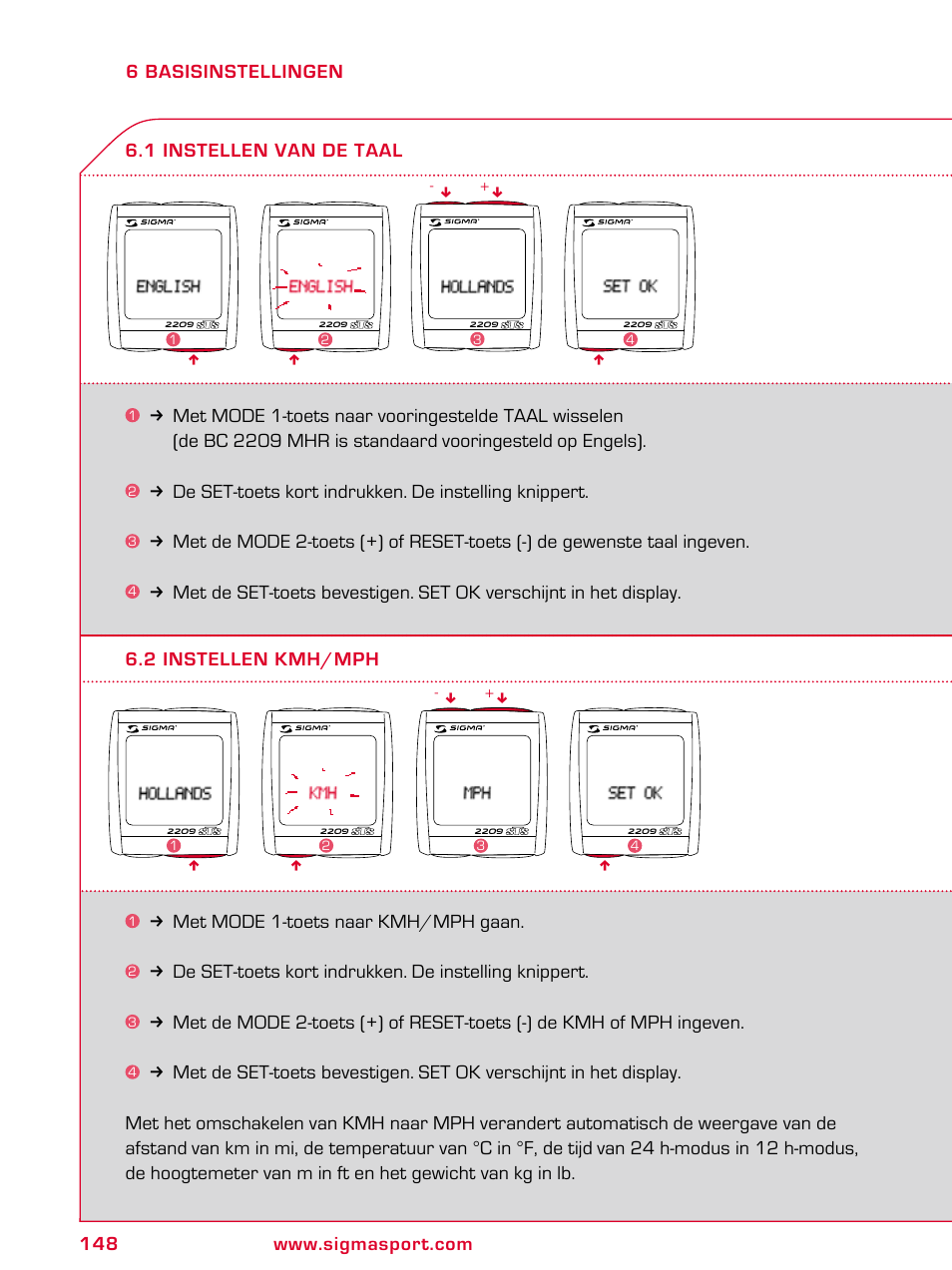 SIGMA BC 2209 TARGA User Manual | Page 148 / 284