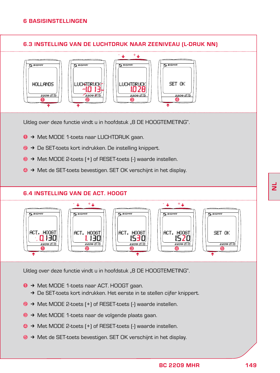 SIGMA BC 2209 TARGA User Manual | Page 149 / 284