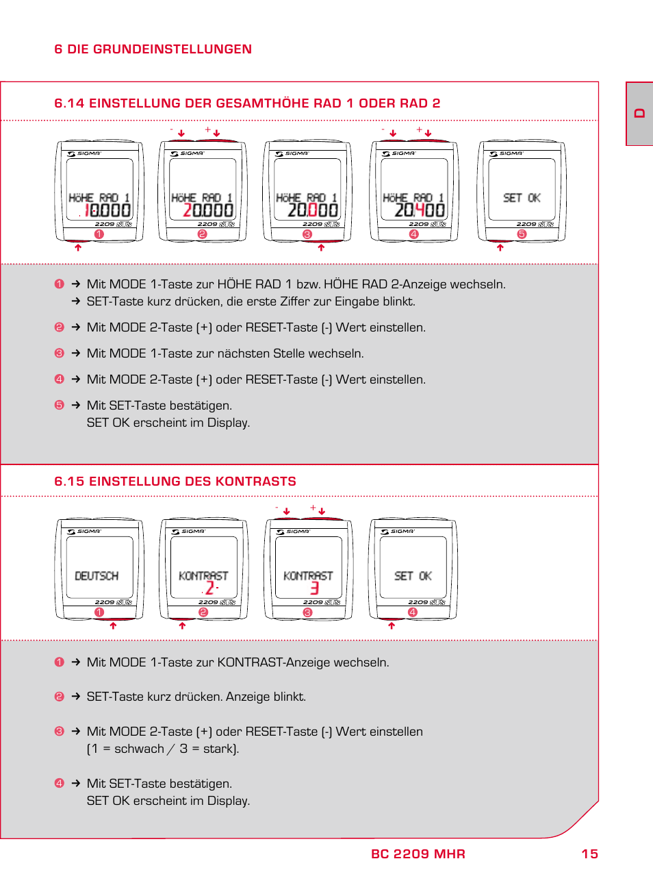 SIGMA BC 2209 TARGA User Manual | Page 15 / 284