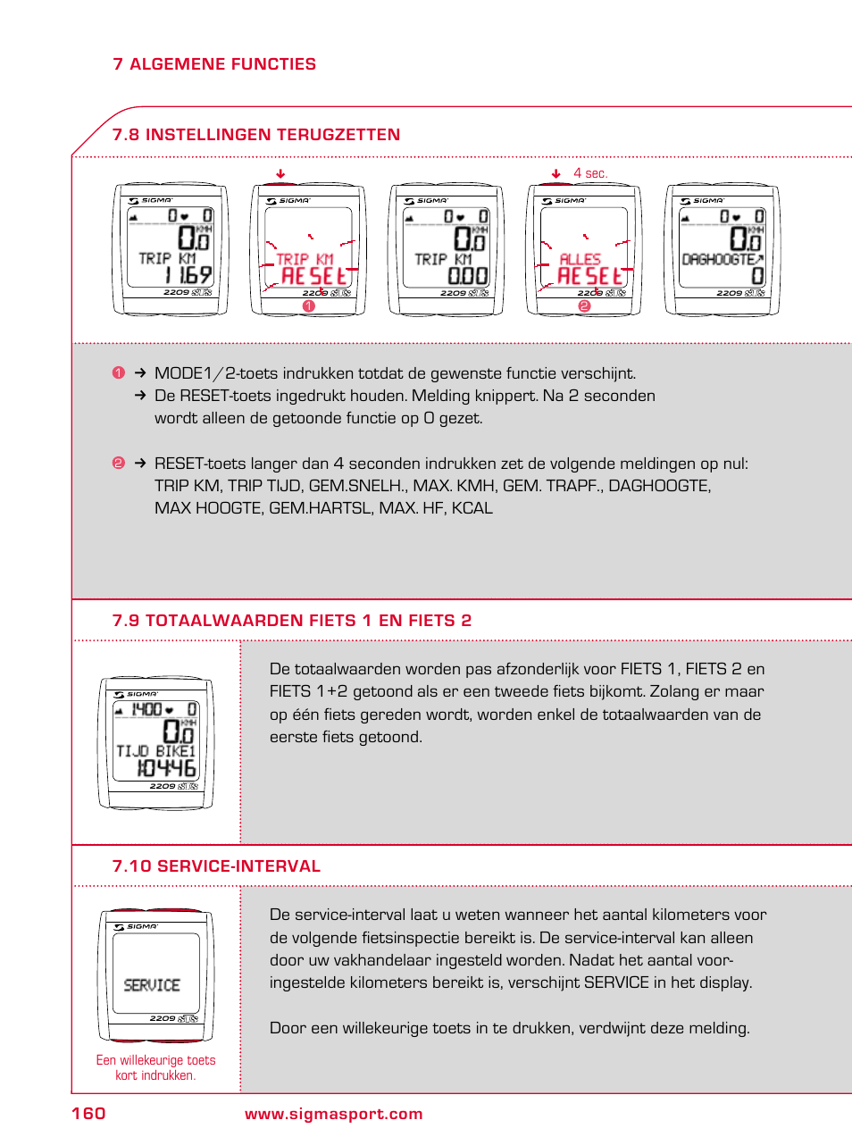 SIGMA BC 2209 TARGA User Manual | Page 160 / 284