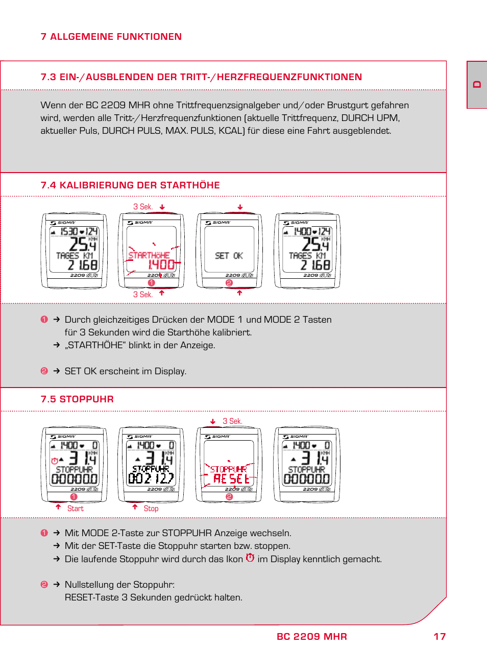 SIGMA BC 2209 TARGA User Manual | Page 17 / 284