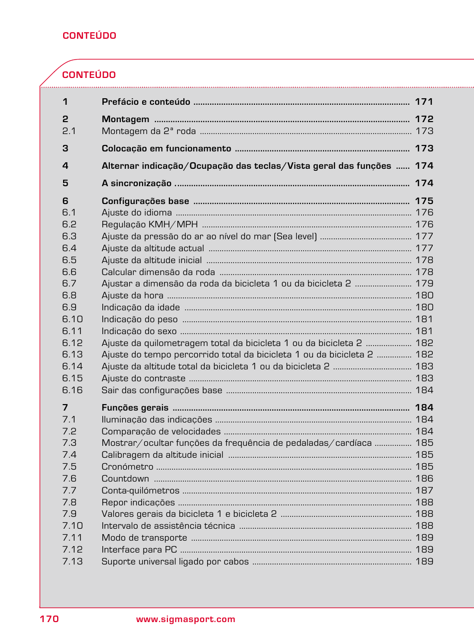 SIGMA BC 2209 TARGA User Manual | Page 170 / 284