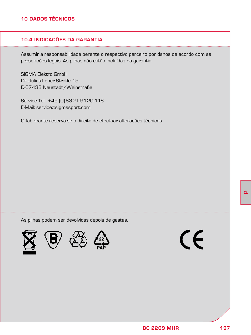 SIGMA BC 2209 TARGA User Manual | Page 197 / 284