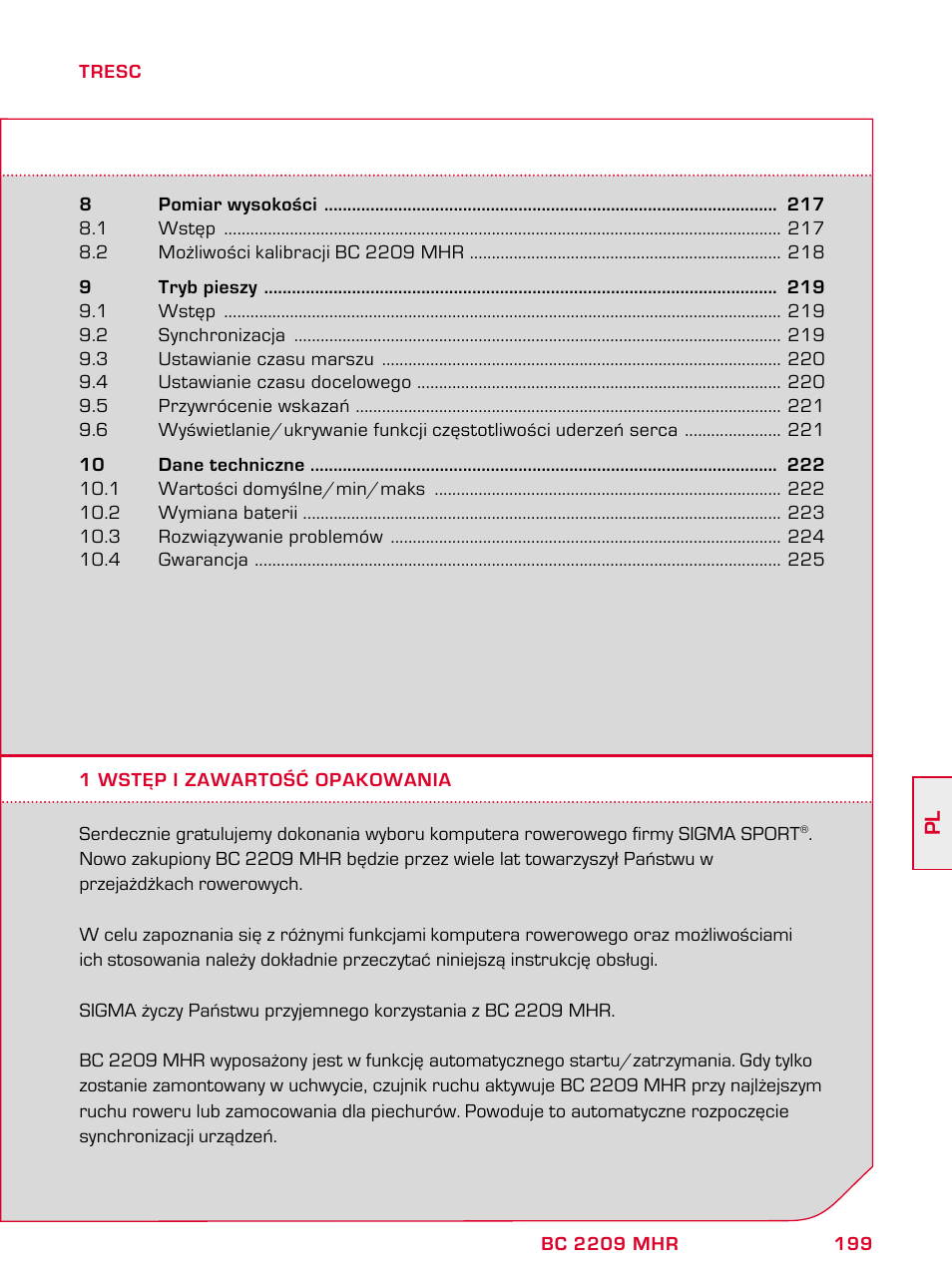 SIGMA BC 2209 TARGA User Manual | Page 199 / 284