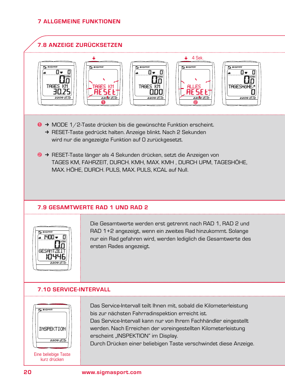 SIGMA BC 2209 TARGA User Manual | Page 20 / 284