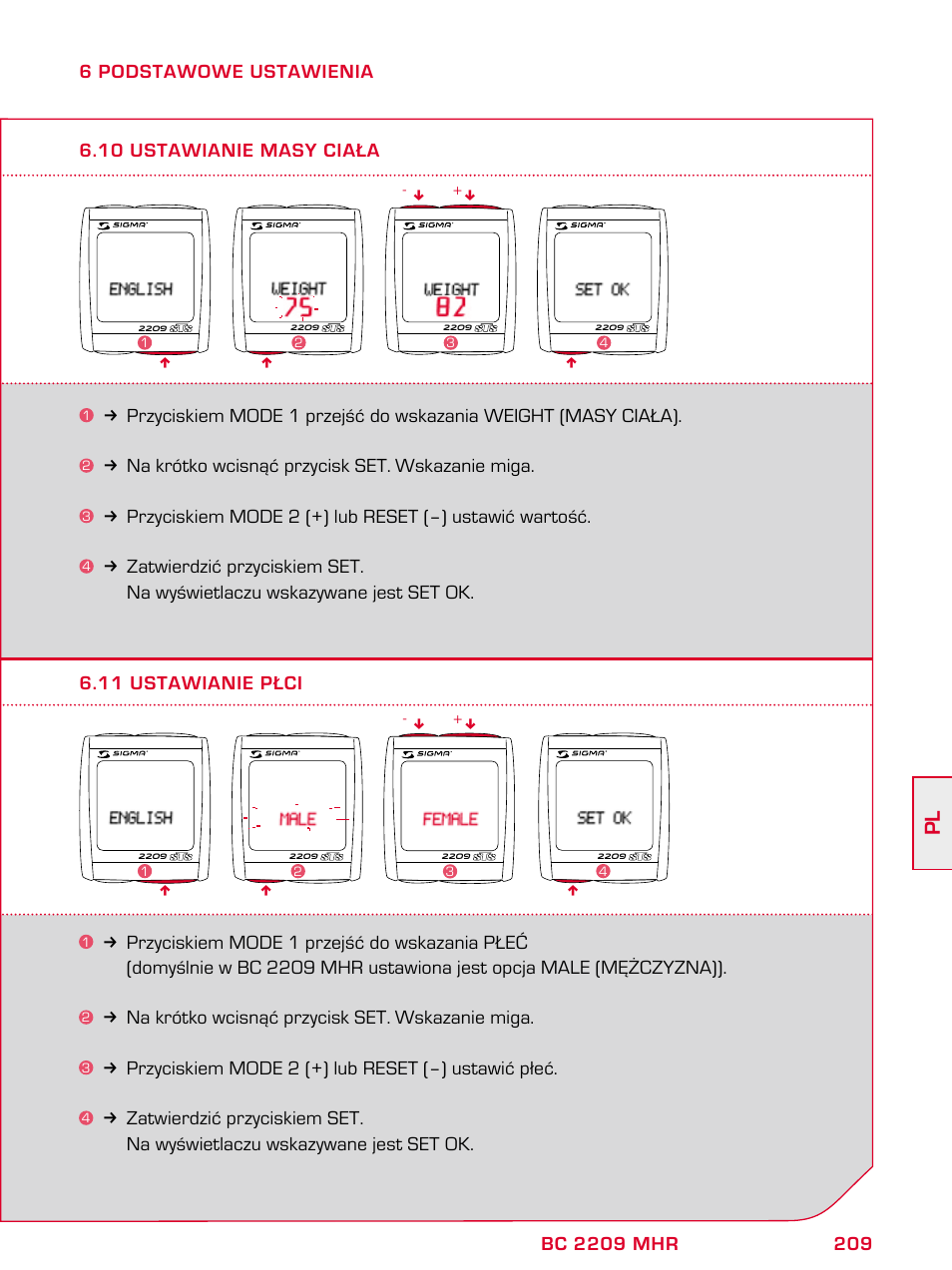 SIGMA BC 2209 TARGA User Manual | Page 209 / 284