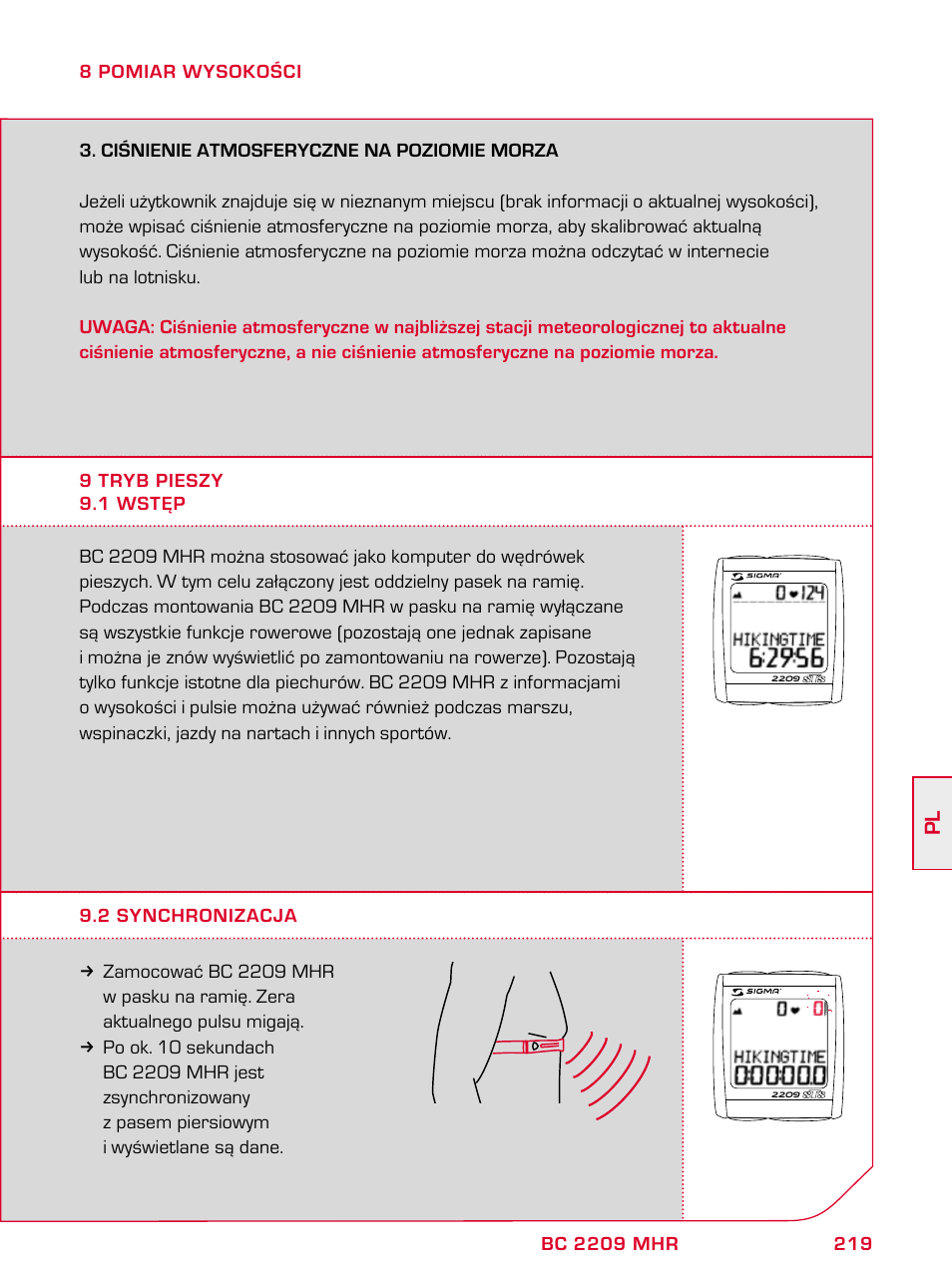 SIGMA BC 2209 TARGA User Manual | Page 219 / 284