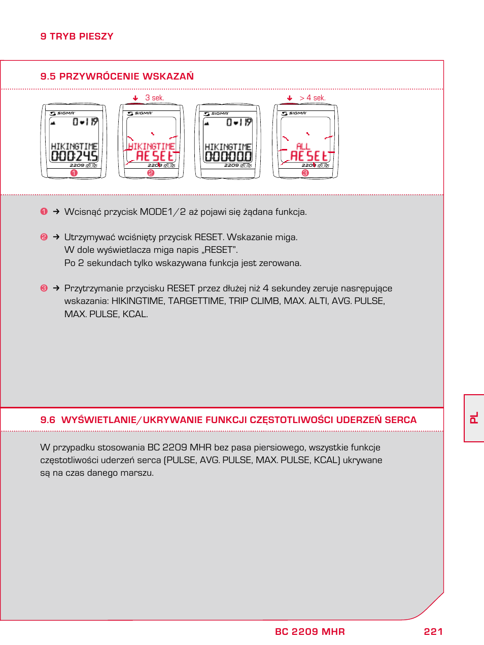 SIGMA BC 2209 TARGA User Manual | Page 221 / 284