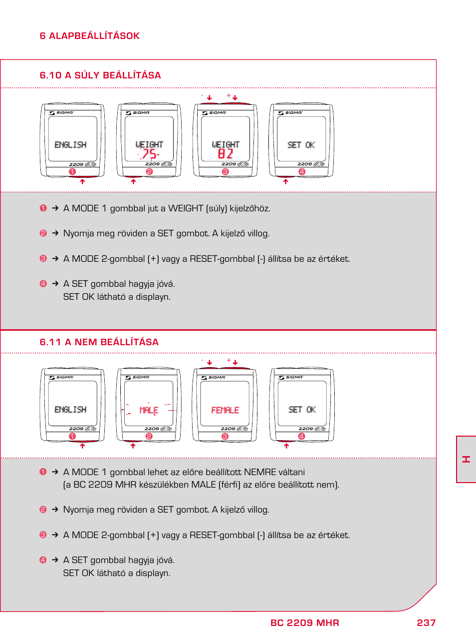 SIGMA BC 2209 TARGA User Manual | Page 237 / 284